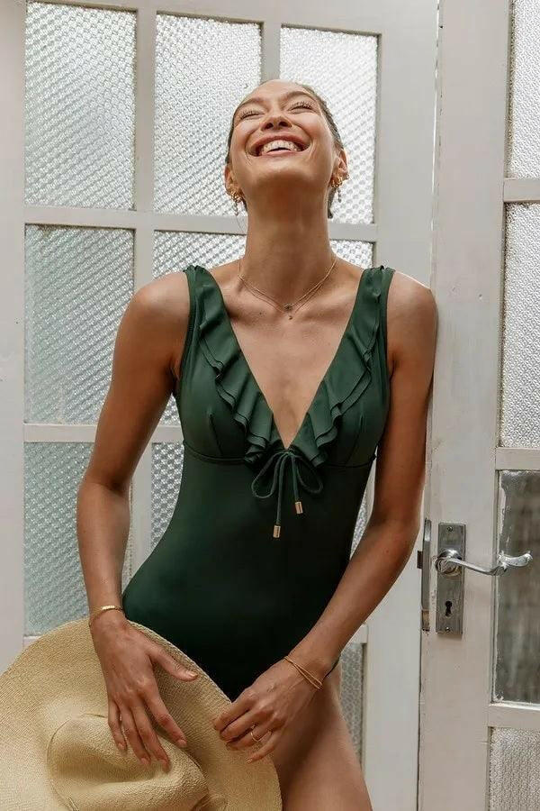 Sunseeker Basix Frill One Piece Forest.