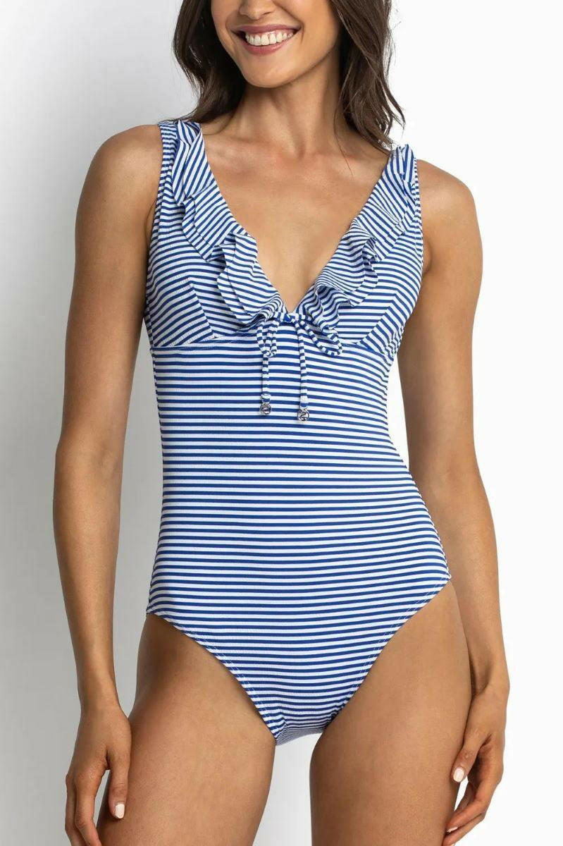 Sunseeker SS51514 Summer Stripe Frill One Piece Blue.