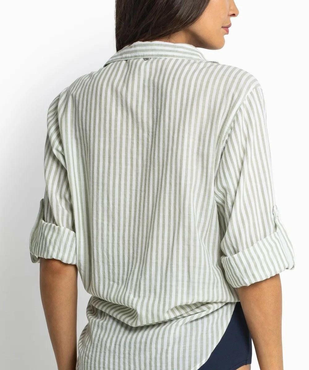 Sunseeker Summer Stripe Slouch Shirt Khaki.