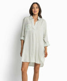 Sunseeker Resort Painters Summer Stripe Shirt - Blue & Khaki.