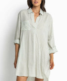 Sunseeker Resort Painters Summer Stripe Shirt - Blue & Khaki.