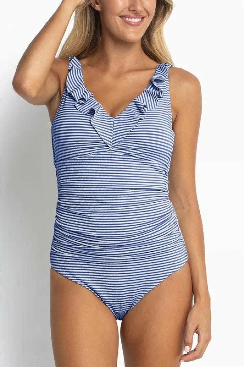 Sunseeker SS51517EF Summer Stripe E/F Frill One Piece - Blue.