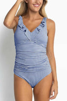 Sunseeker SS51517EF Summer Stripe E/F Frill One Piece - Blue.