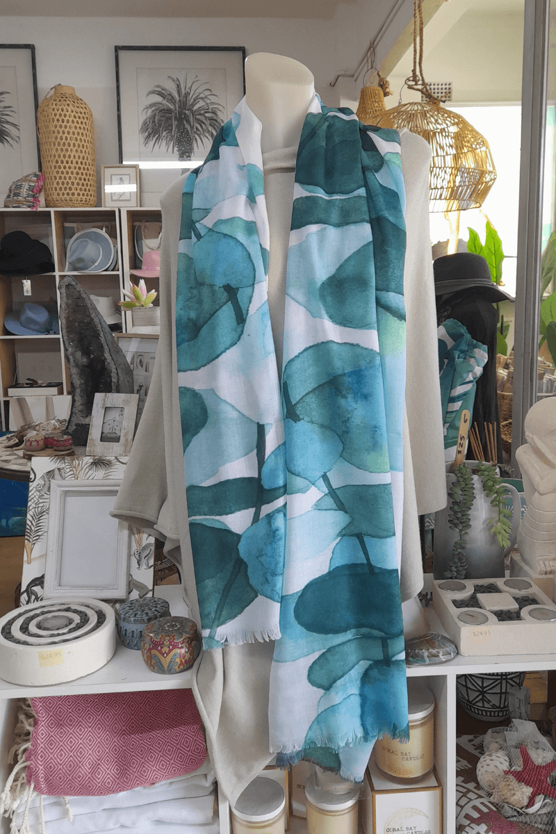 Zura Aqua-Watercolor 100% Cotton Scarf.