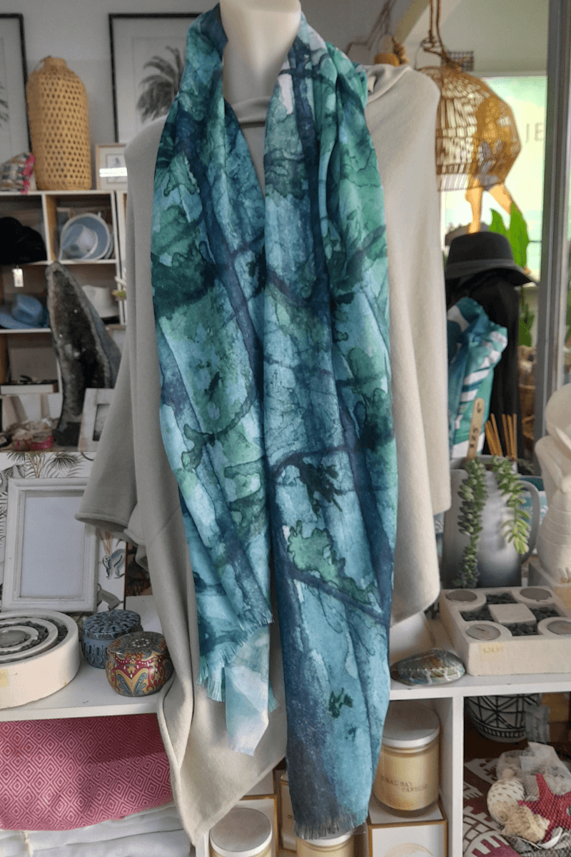 Zura Burnt Tree-Watercolor 100% Cotton Scarf.