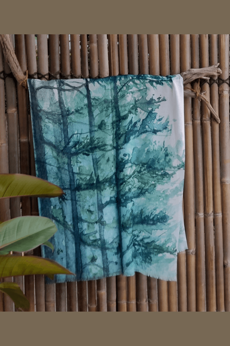 Zura Burnt Tree-Watercolor 100% Cotton Scarf.