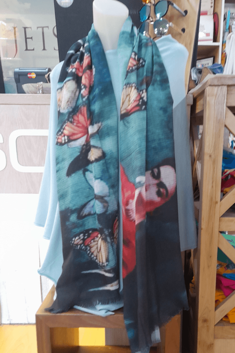 Zura Frida Kahlo 100% Cotton Scarf - Butterflies.