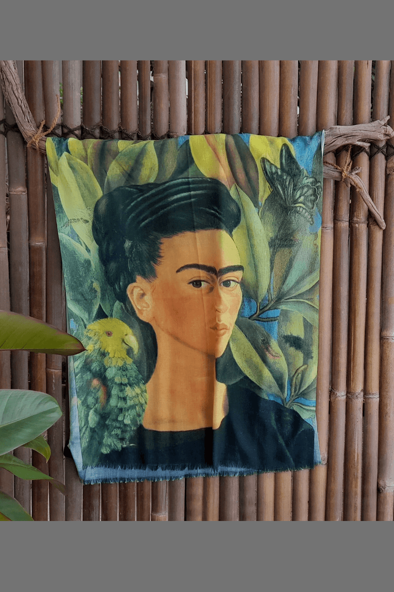 Zura Frida Kahlo 100% Cotton Scarf - Tropical Parrot.