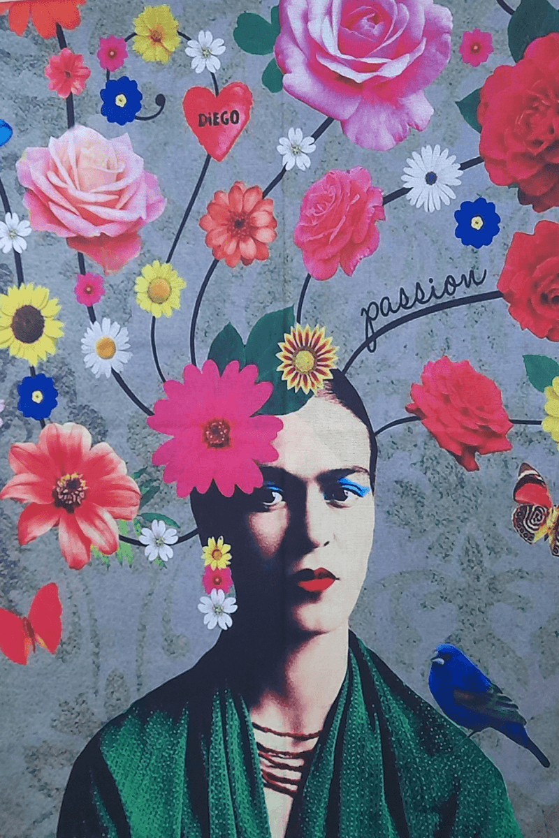 Zura Frida Kahlo Reversable Wool Scarf - Bright Floral.