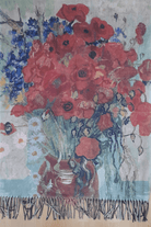 Zura Frida Kahlo Reversable Wool Scarf - Pink Flowers.