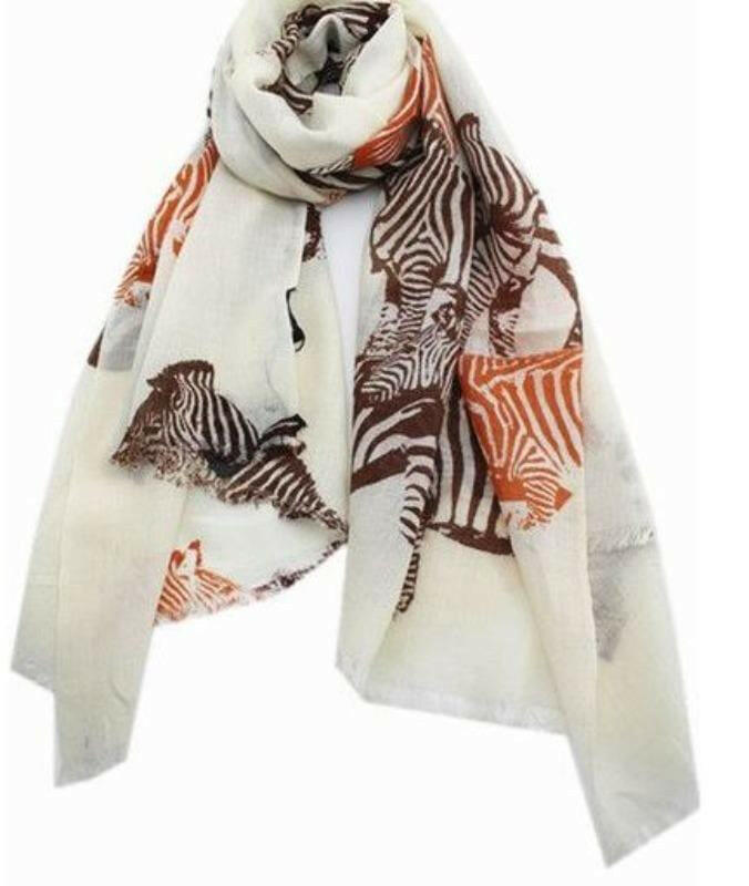 Zura Sheer Wool Zebra Scarf 100% Wool.